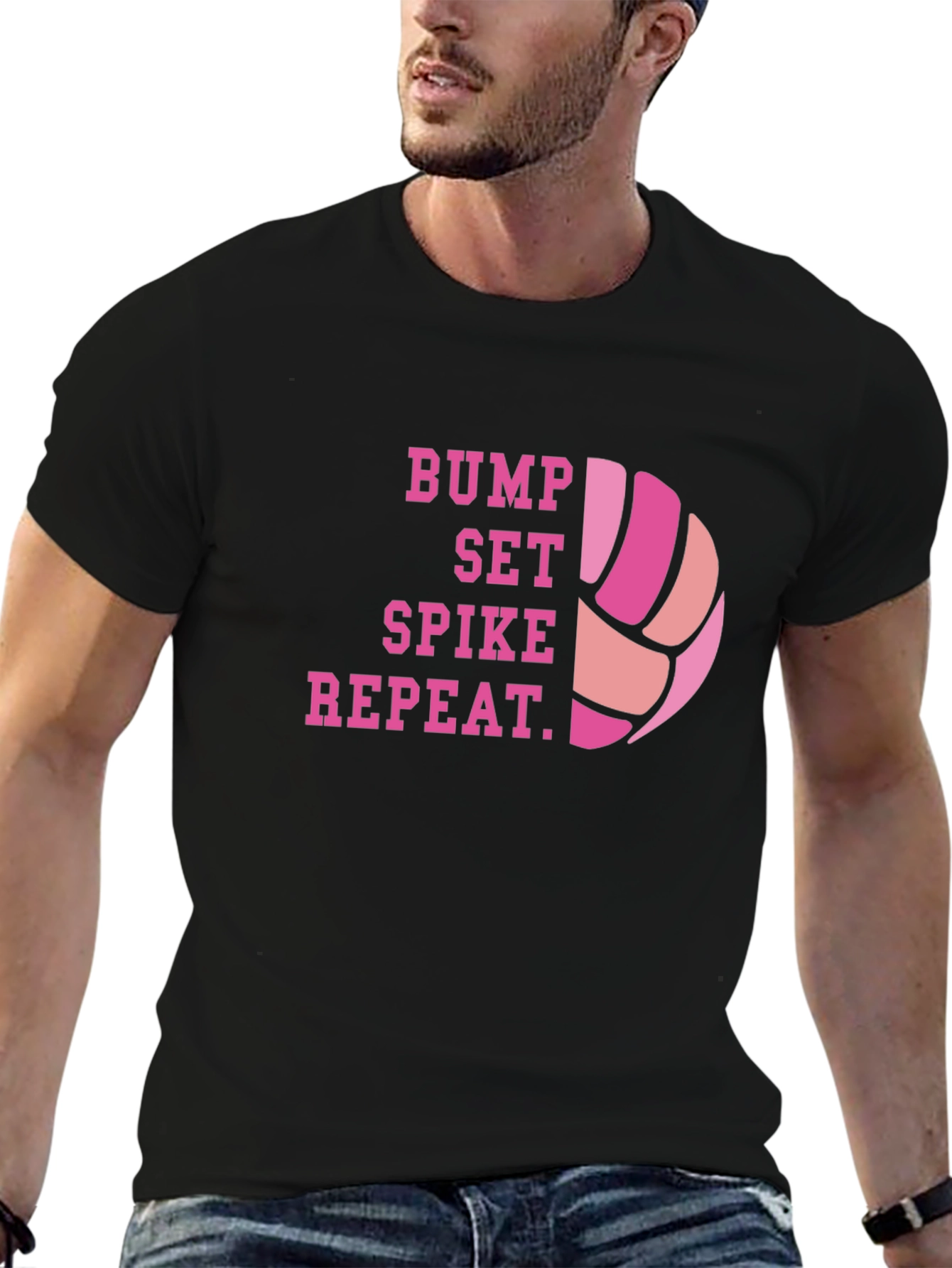 Volleyball Bump Set Spike Repeat Graphic Tee