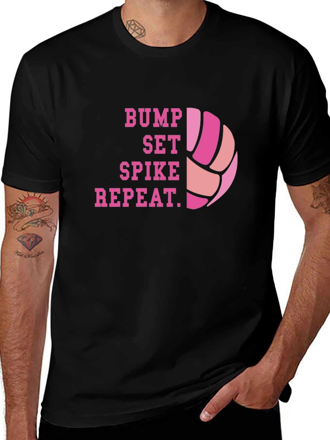 Volleyball Bump Set Spike Repeat Graphic Tee