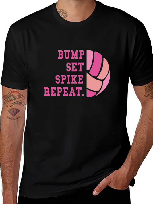 Volleyball Bump Set Spike Repeat Graphic Tee
