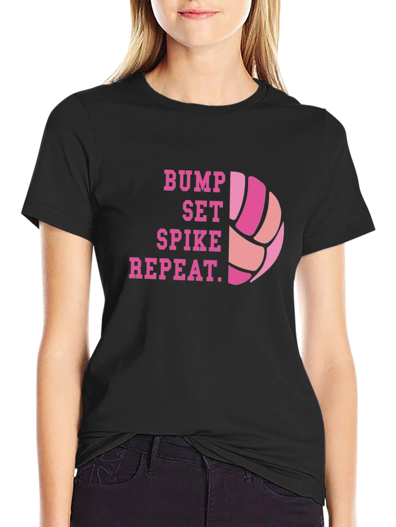 Volleyball Bump Set Spike Repeat Graphic Tee