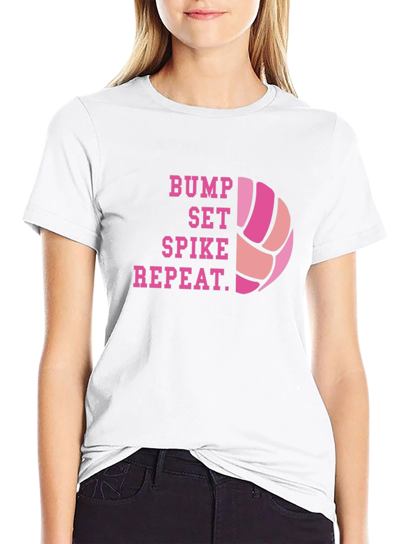 Volleyball Bump Set Spike Repeat Graphic Tee