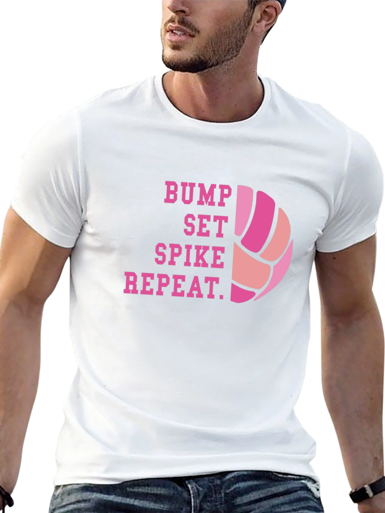 Volleyball Bump Set Spike Repeat Graphic Tee
