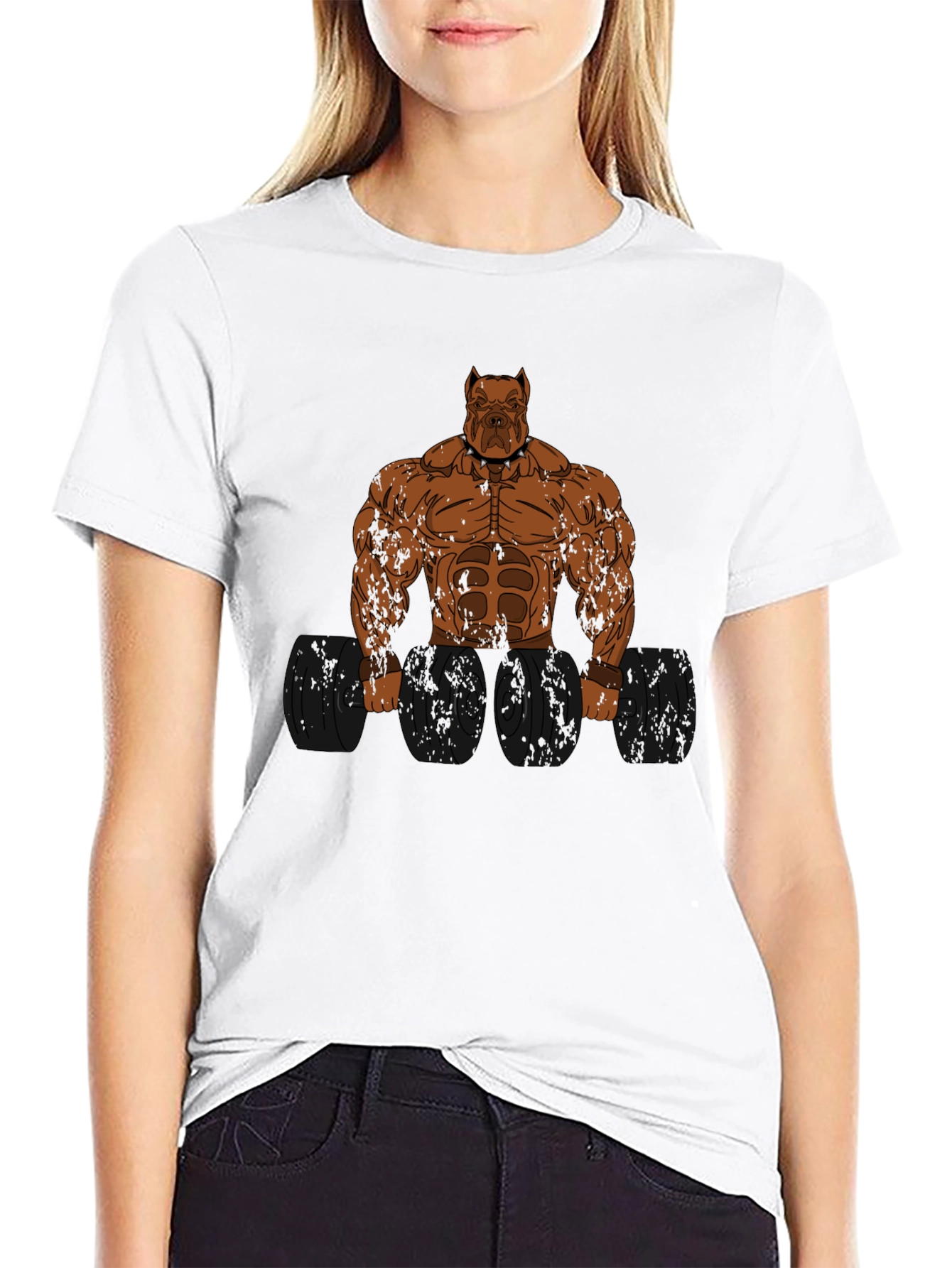 Pitbull Bodybuilder Graphic Print T-Shirt