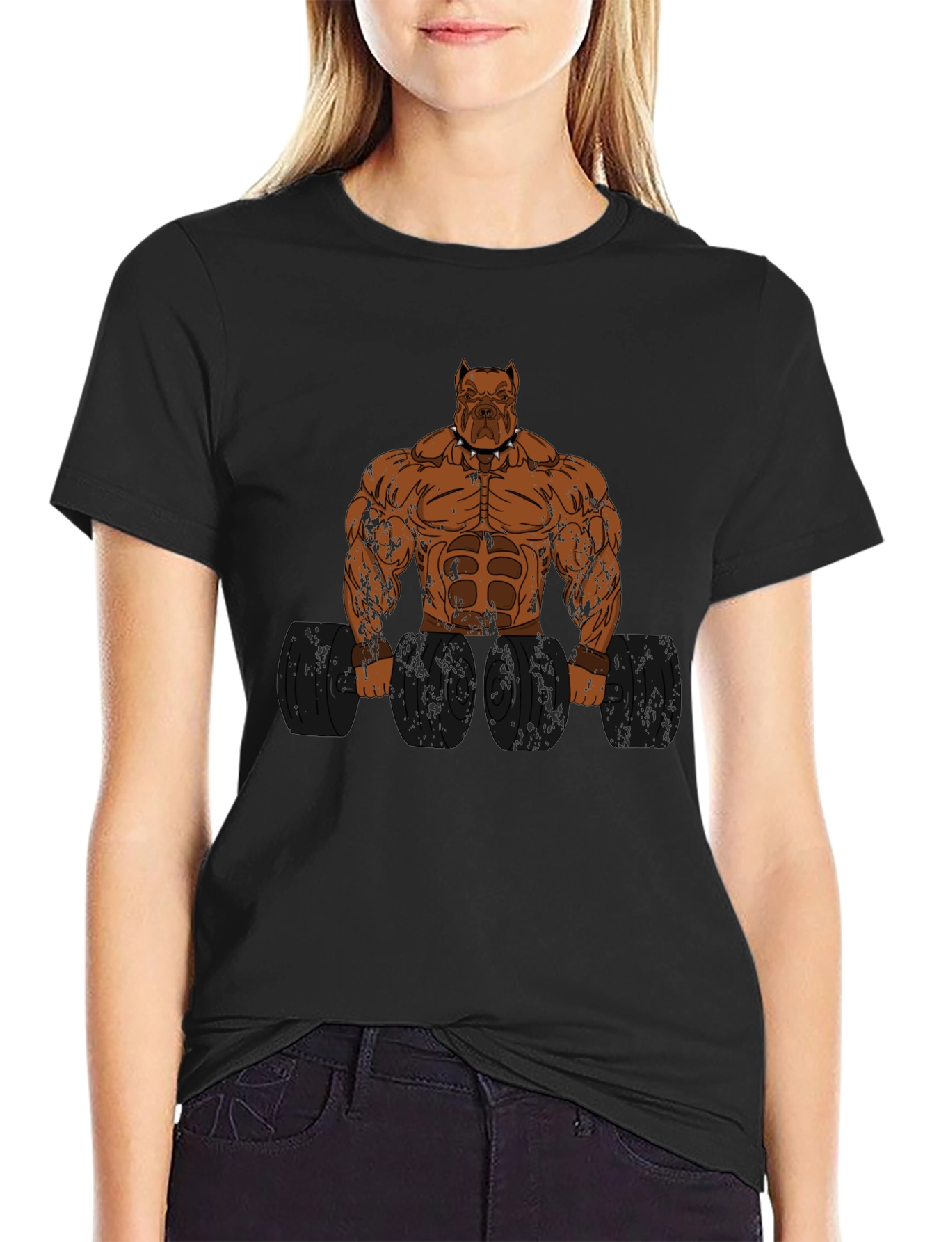 Pitbull Bodybuilder Graphic Print T-Shirt
