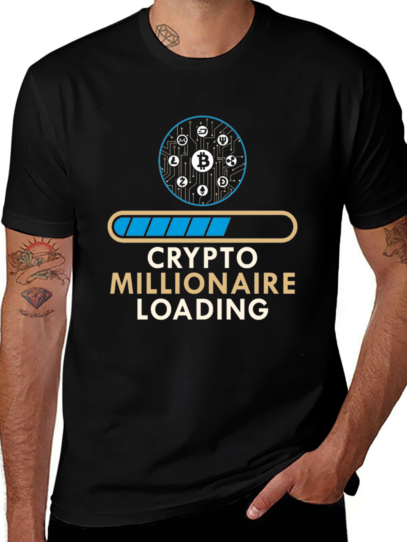 Crypto Millionaire Loading T-Shirt - Black Graphic Tee