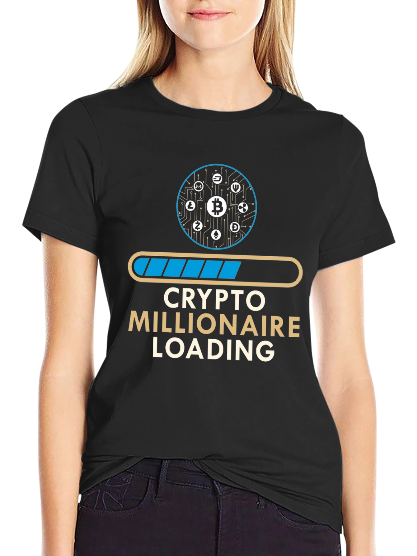 Crypto Millionaire Loading T-Shirt - Black Graphic Tee