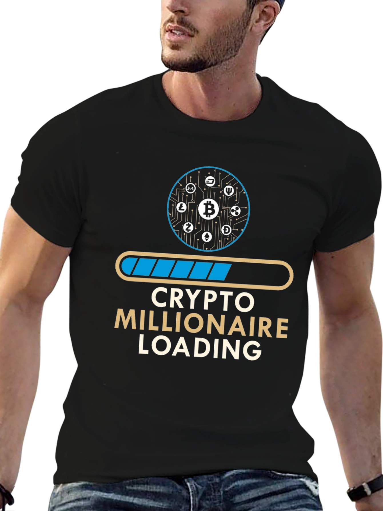 Crypto Millionaire Loading T-Shirt - Black Graphic Tee