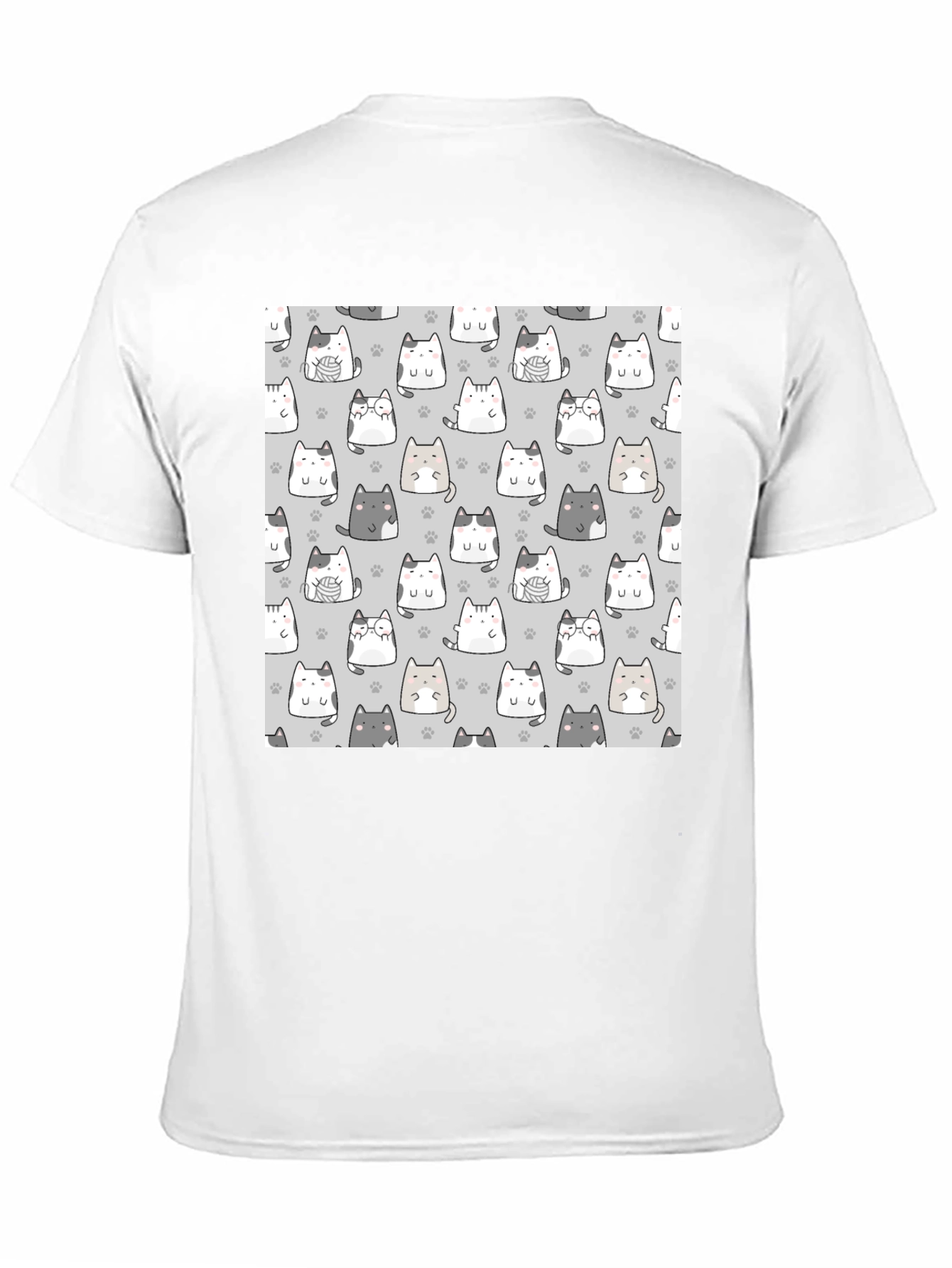 Cute Cats Pattern Black T-Shirt