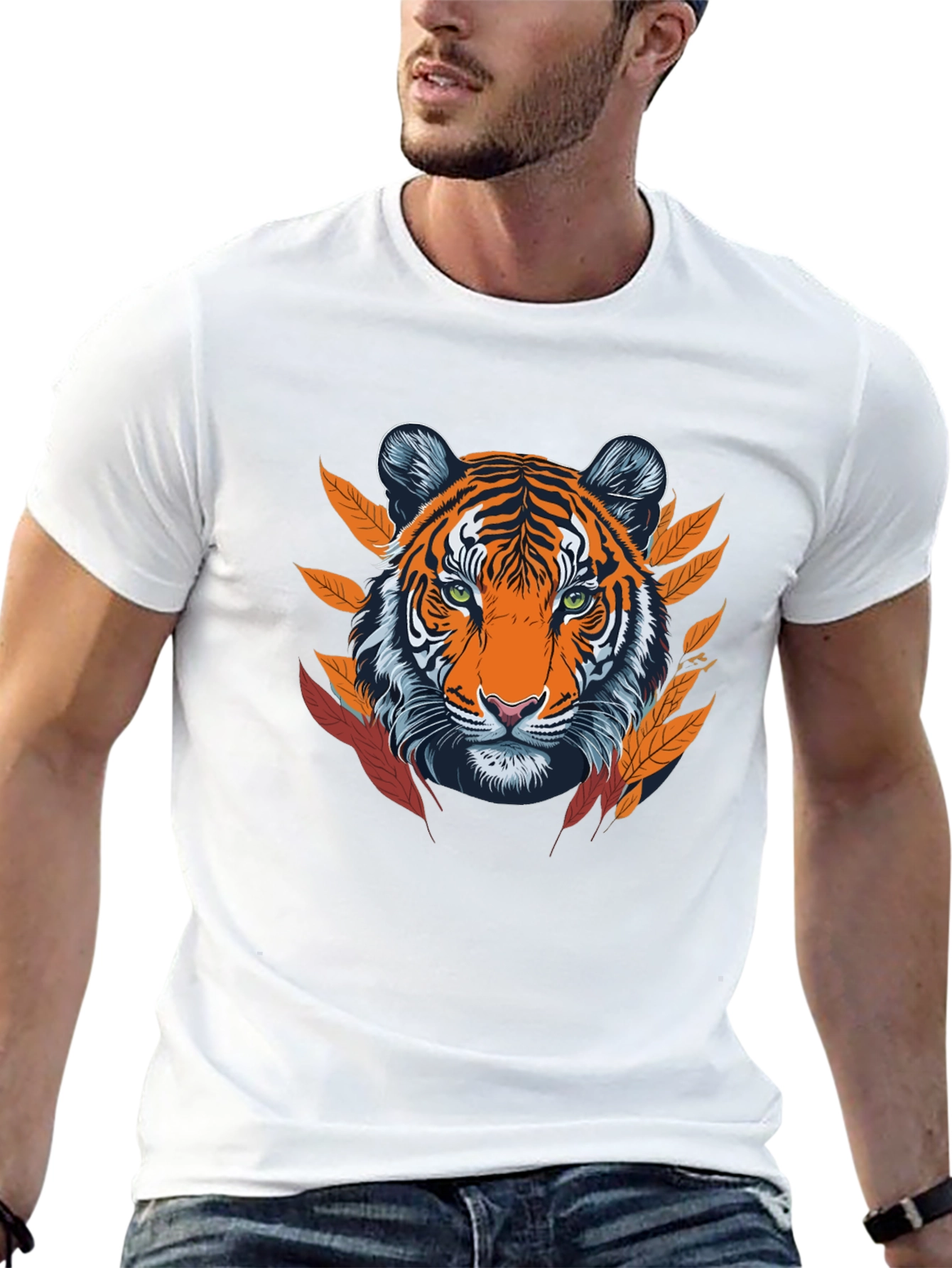 Tiger Graphic Tee - Black Cotton Blend T-Shirt