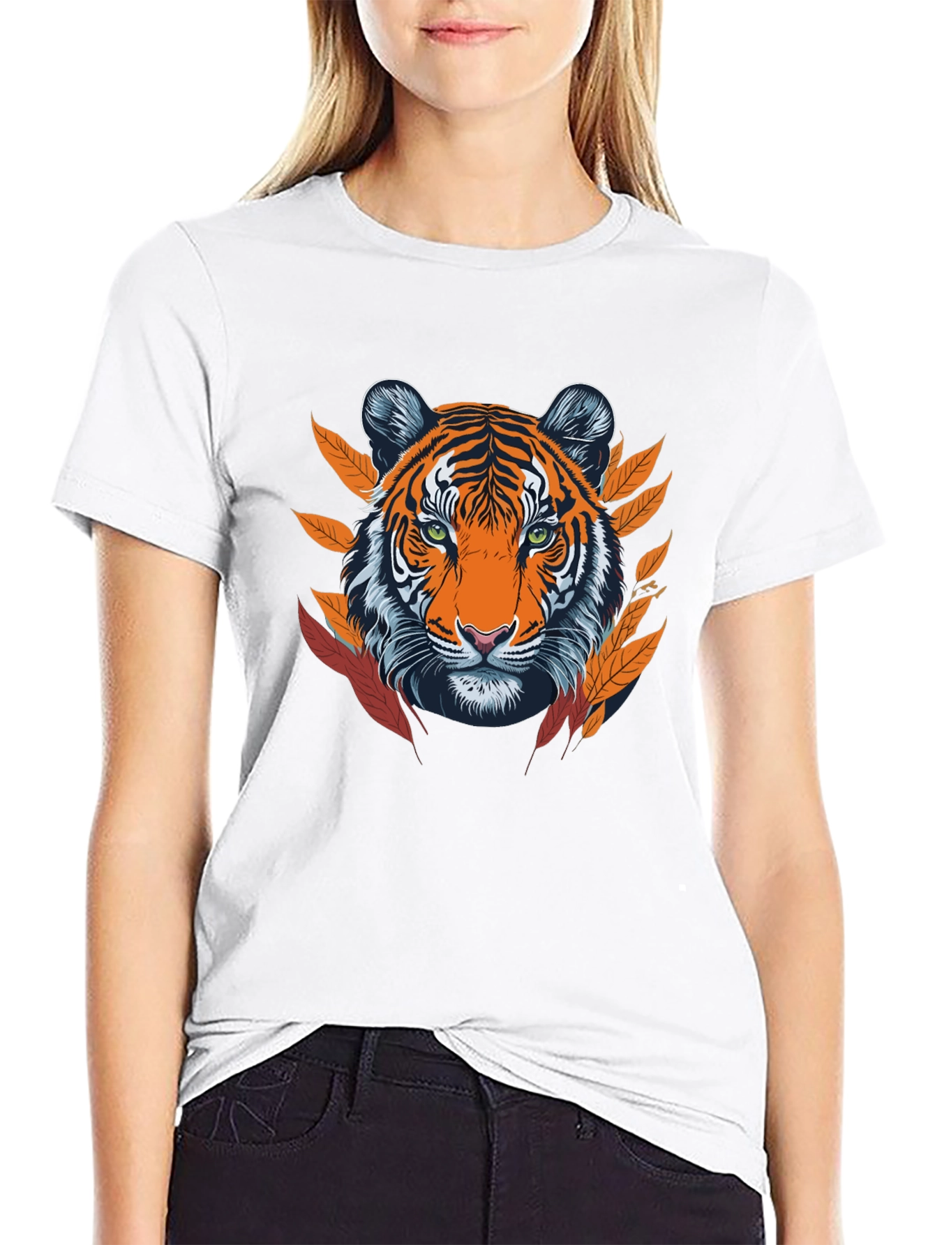 Tiger Graphic Tee - Black Cotton Blend T-Shirt