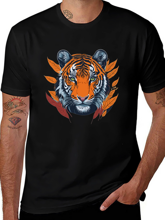 Tiger Graphic Tee - Black Cotton Blend T-Shirt