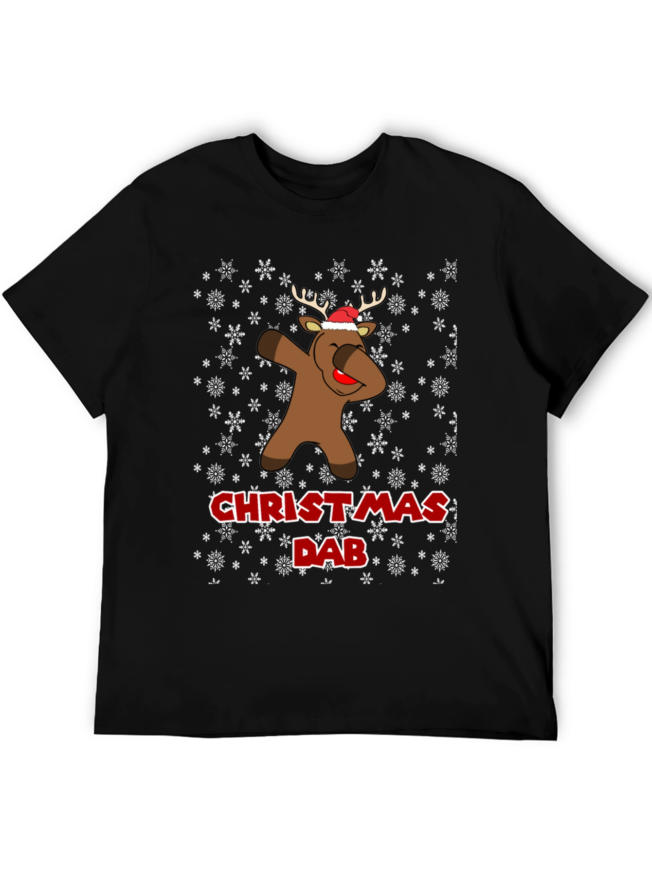 Christmas Dab Reindeer Mens Black T-Shirt
