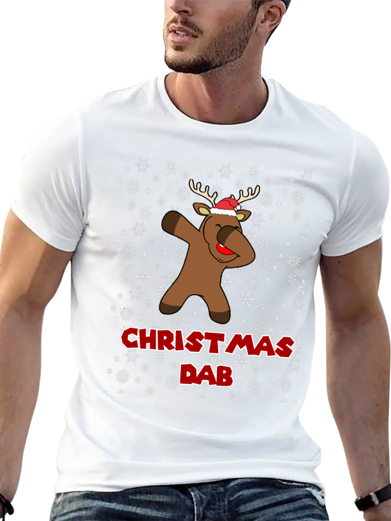 Christmas Dab Reindeer Mens Black T-Shirt