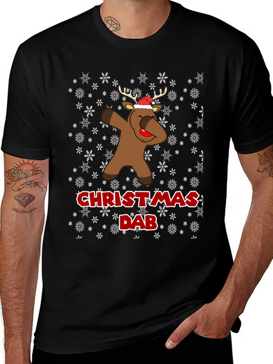 Christmas Dab Reindeer Mens Black T-Shirt