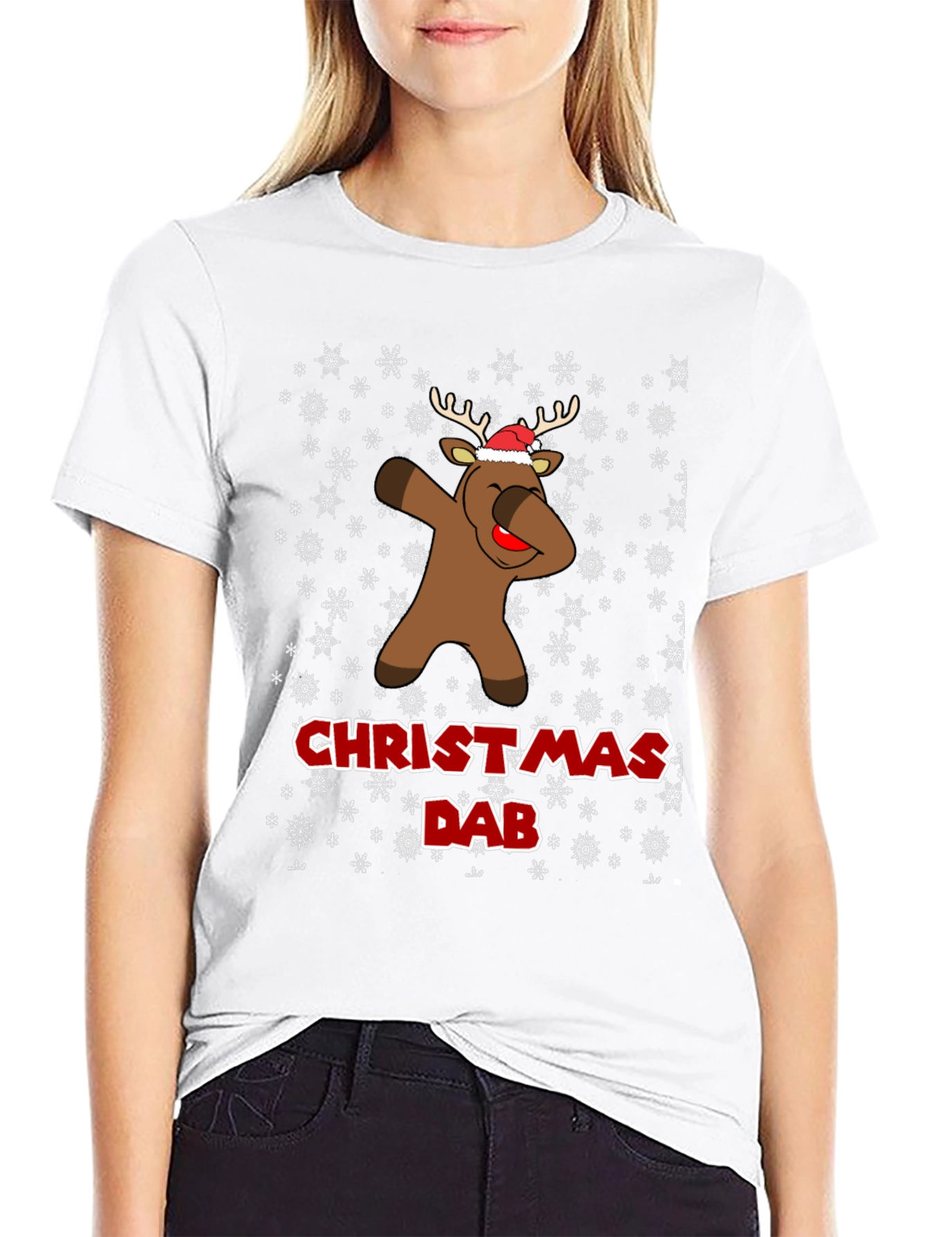 Christmas Dab Reindeer Mens Black T-Shirt