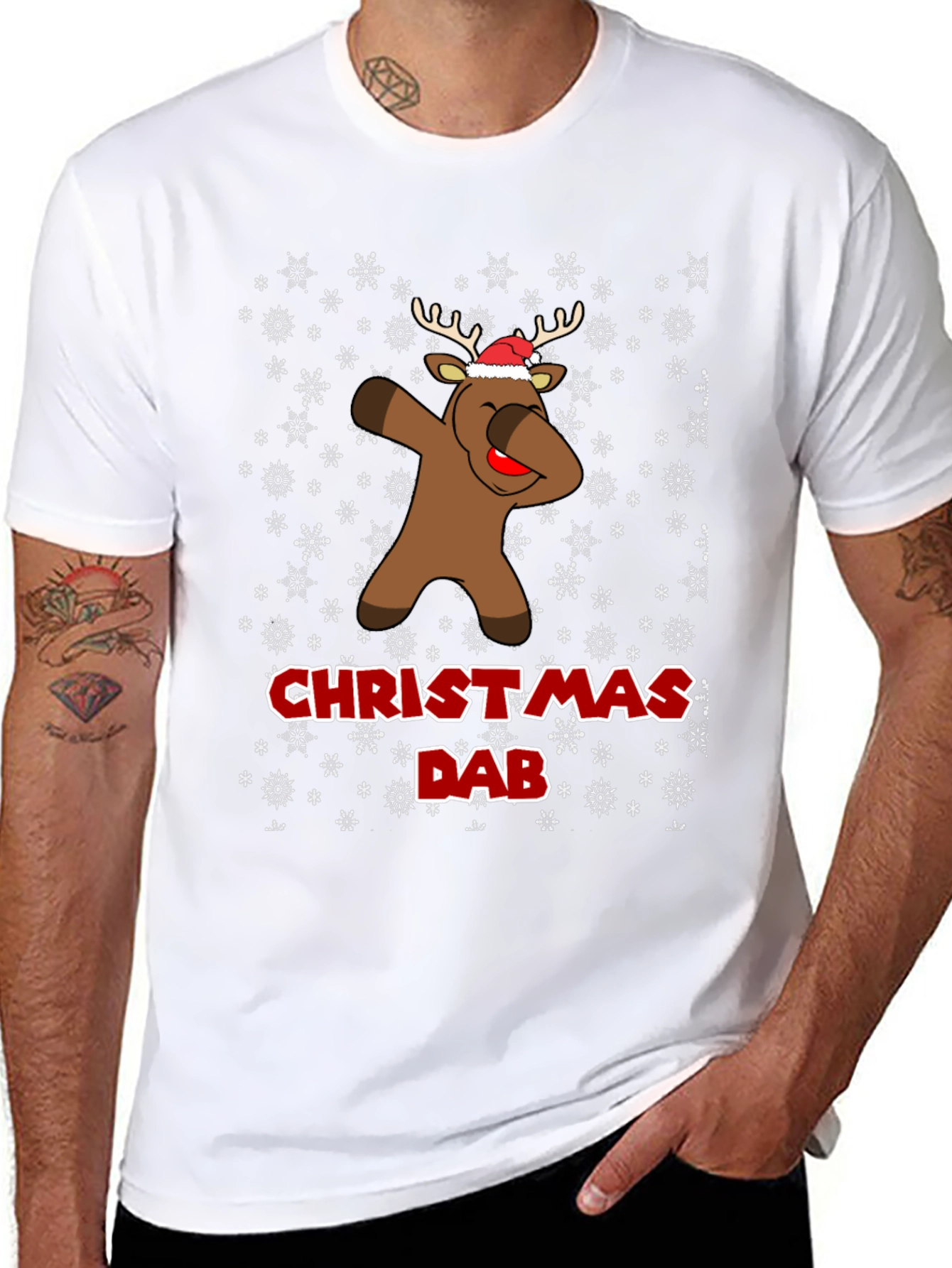 Christmas Dab Reindeer Mens Black T-Shirt
