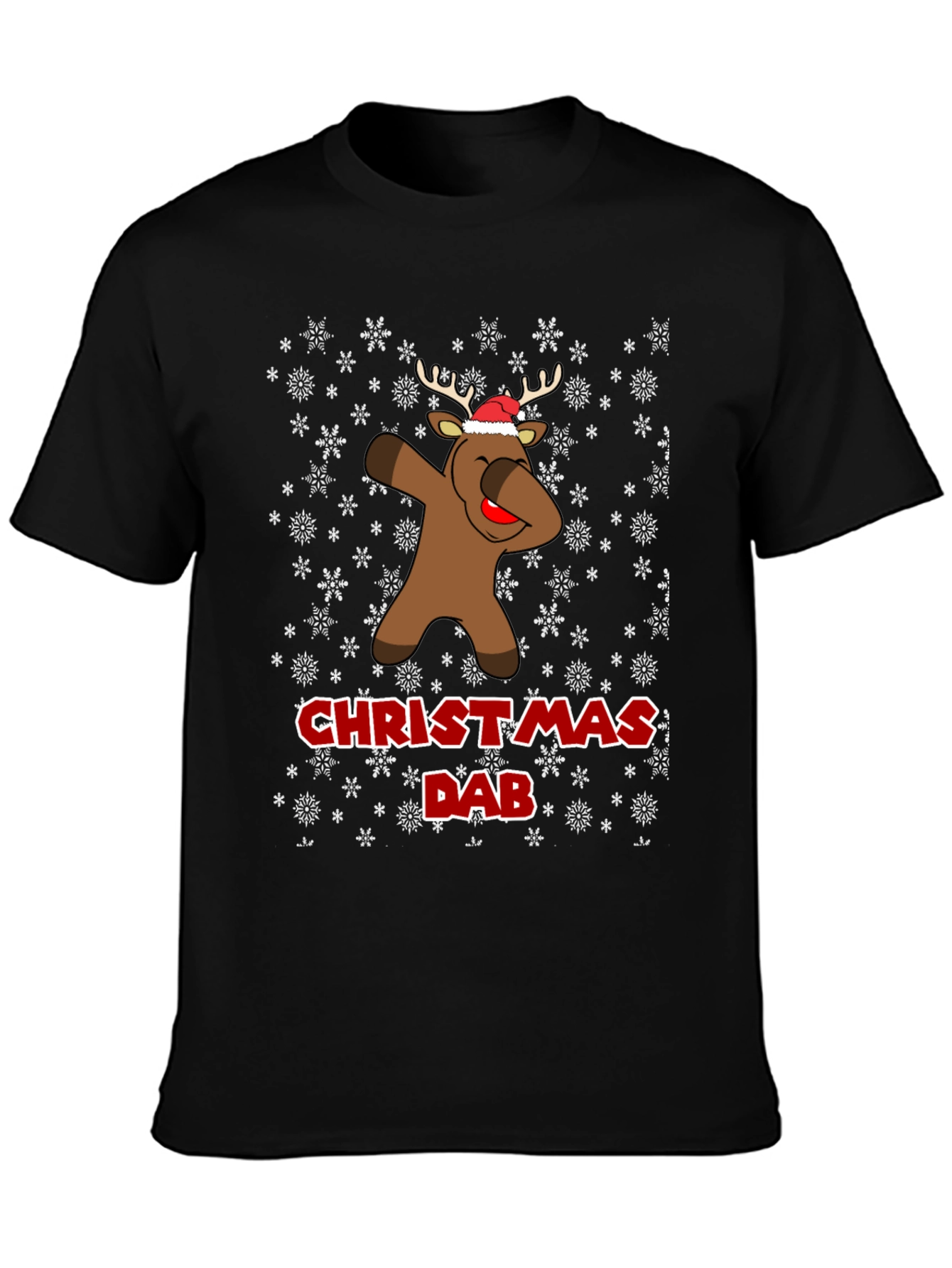 Christmas Dab Reindeer Mens Black T-Shirt