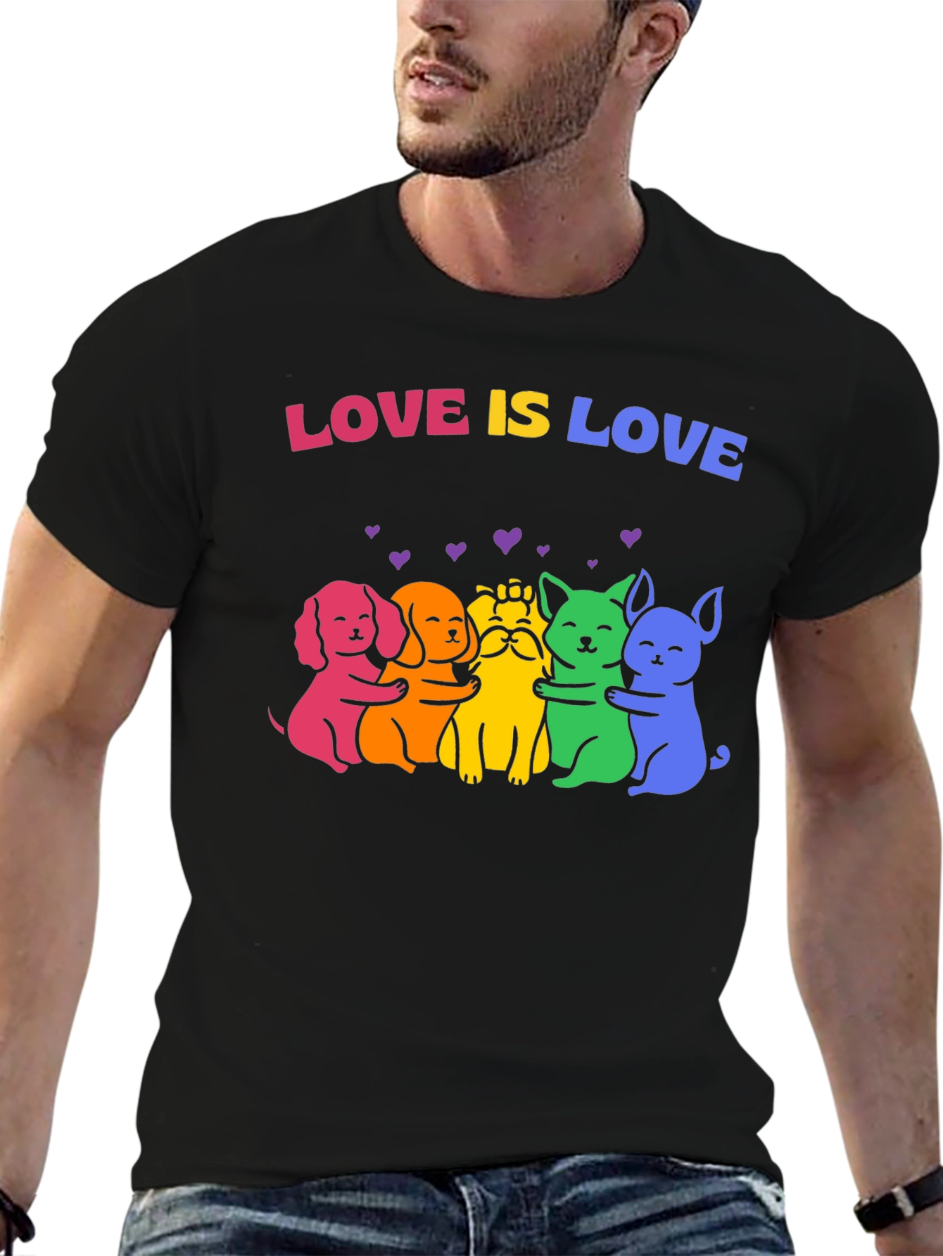 Love Is Love Rainbow Pride Dogs Graphic Tee