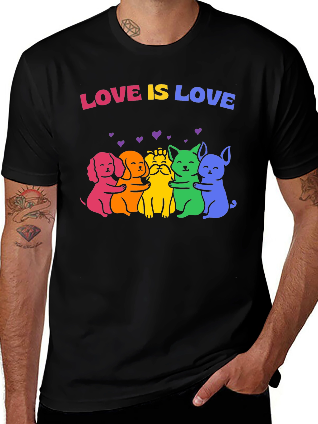 Love Is Love Rainbow Pride Dogs Graphic Tee