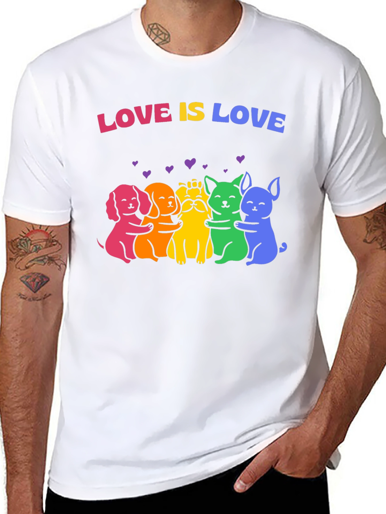 Love Is Love Rainbow Pride Dogs Graphic Tee