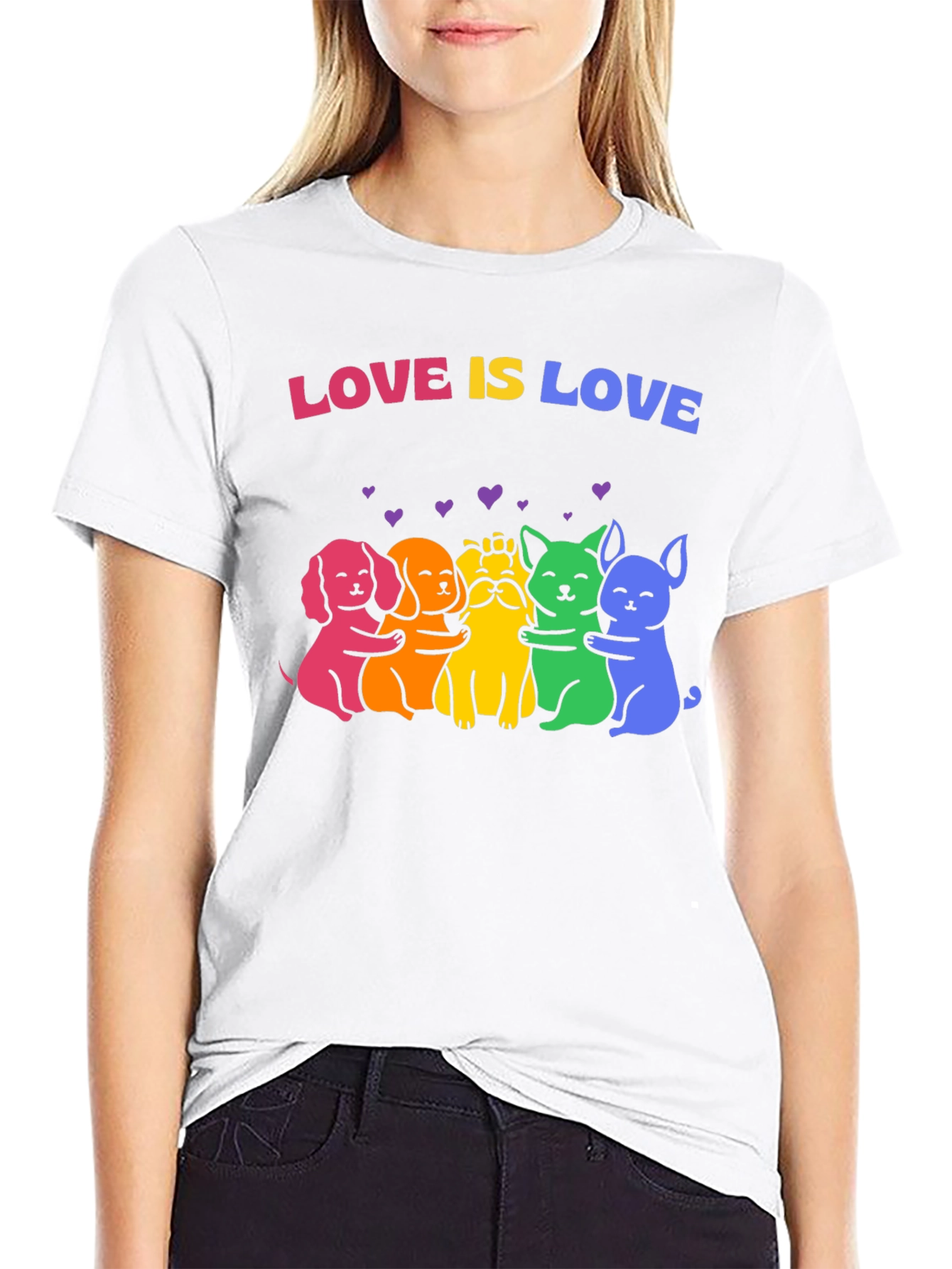 Love Is Love Rainbow Pride Dogs Graphic Tee