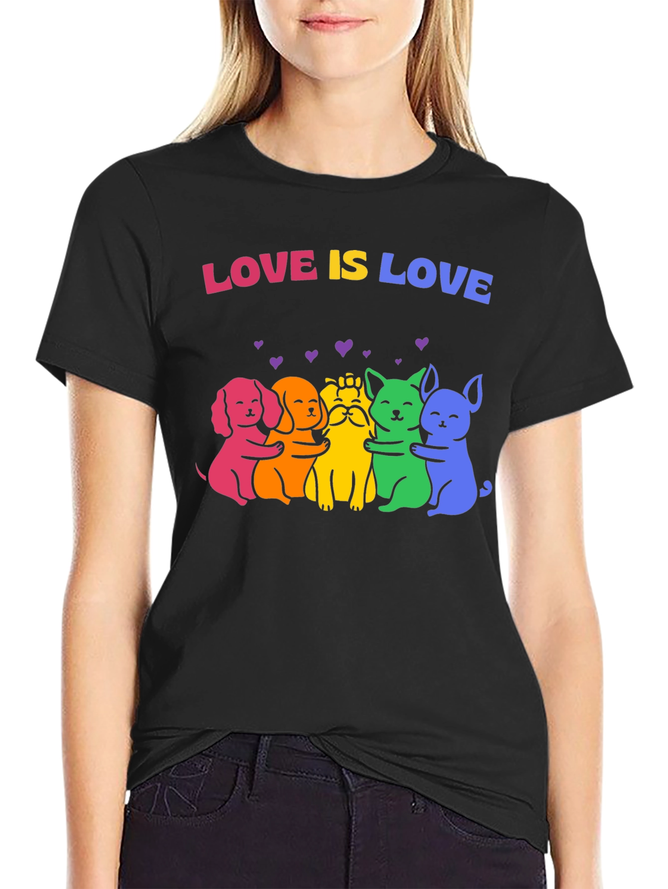 Love Is Love Rainbow Pride Dogs Graphic Tee