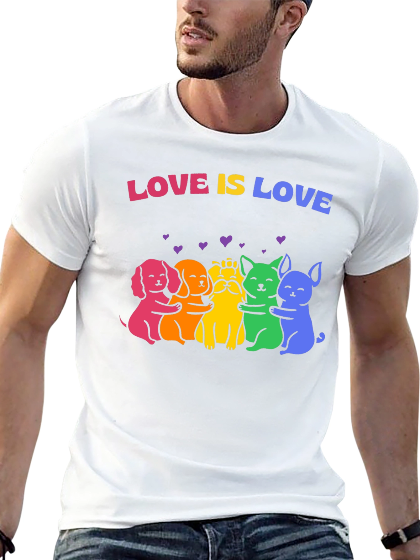 Love Is Love Rainbow Pride Dogs Graphic Tee