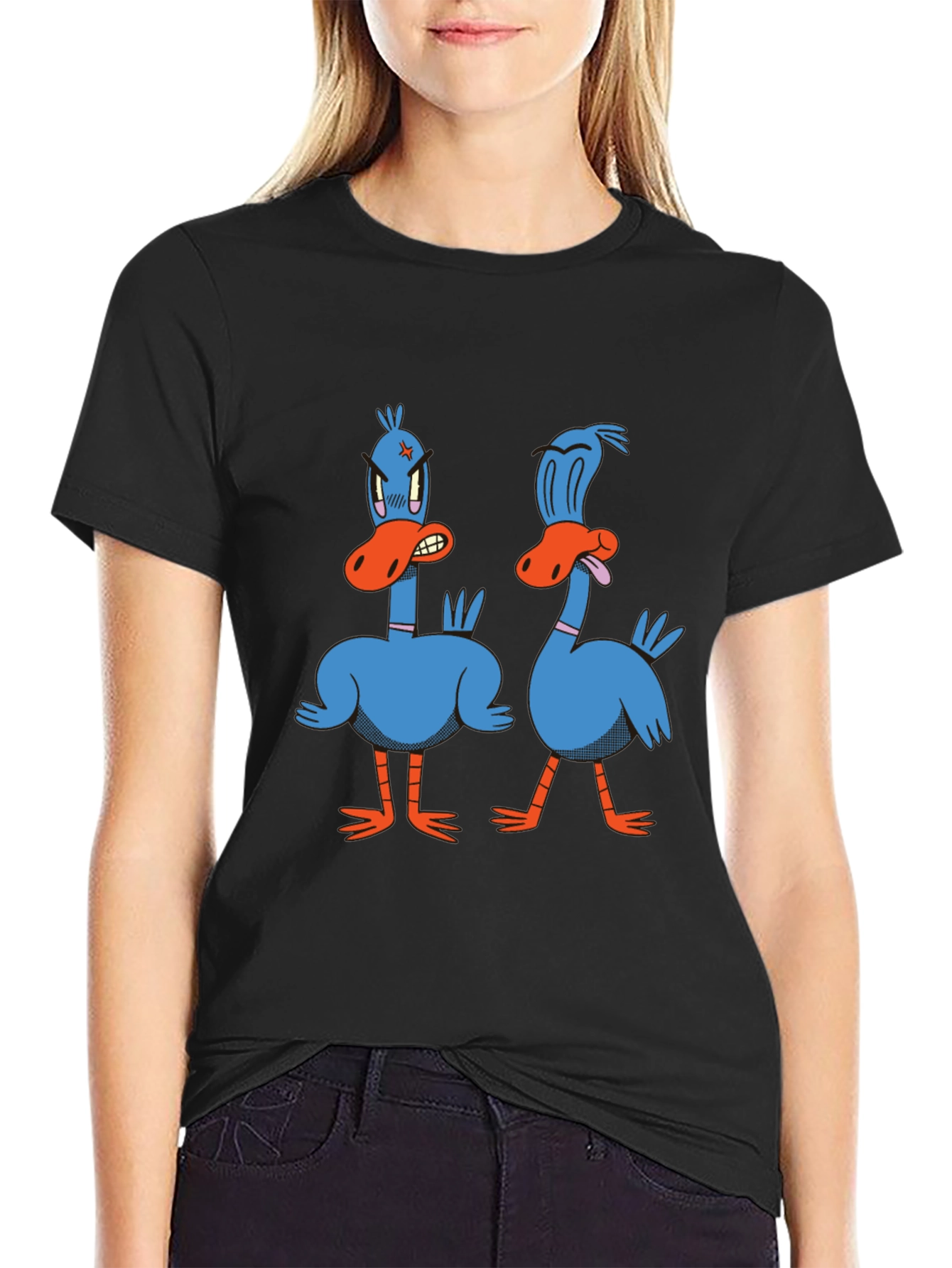 Funny Duck Graphic Tee - Black Cotton T-Shirt