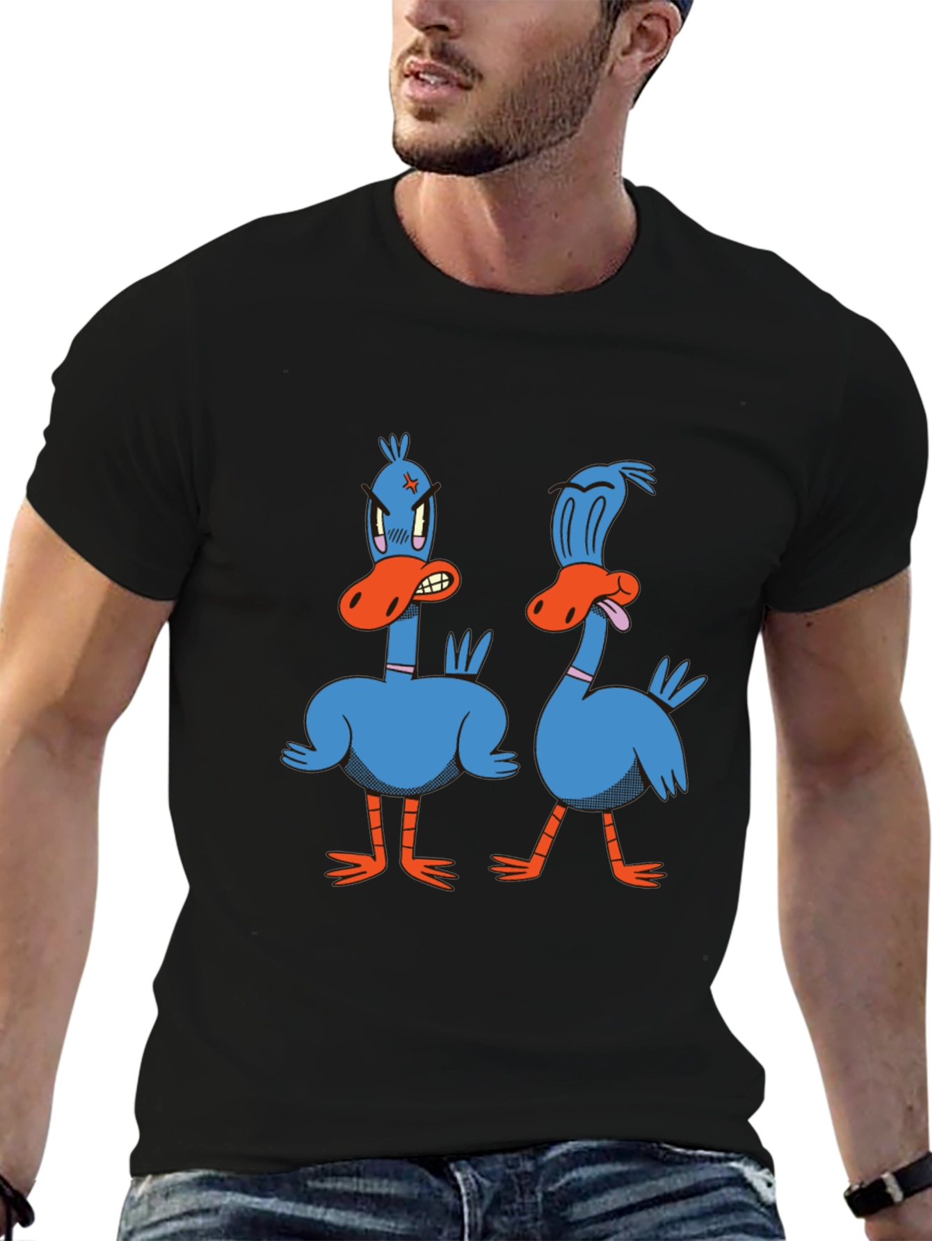 Funny Duck Graphic Tee - Black Cotton T-Shirt