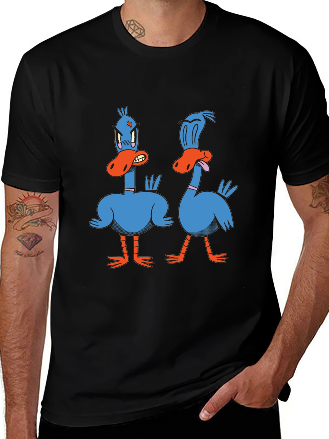 Funny Duck Graphic Tee - Black Cotton T-Shirt