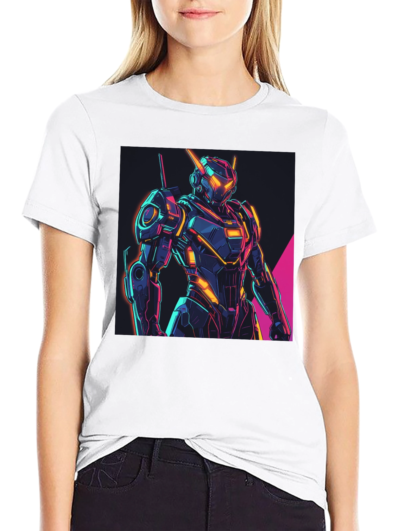 Neon Robot Graphic Tee - Futuristic Style