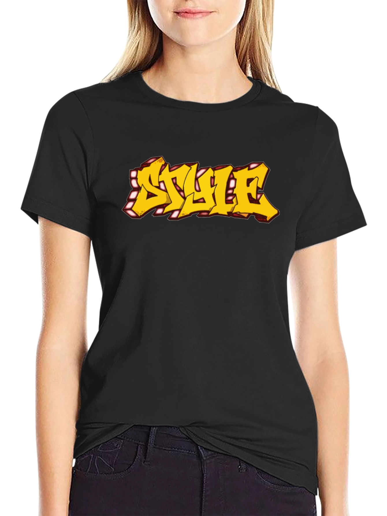 Urban Style Graphic Tee - Graffiti Font Black T-Shirt