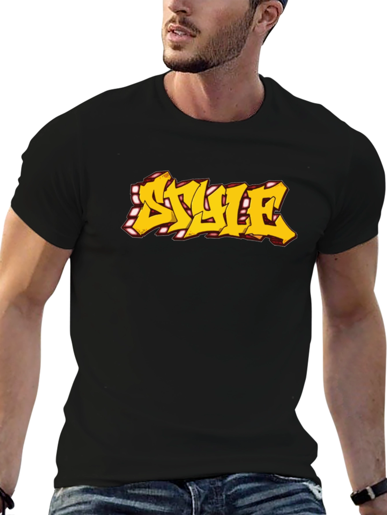Urban Style Graphic Tee - Graffiti Font Black T-Shirt