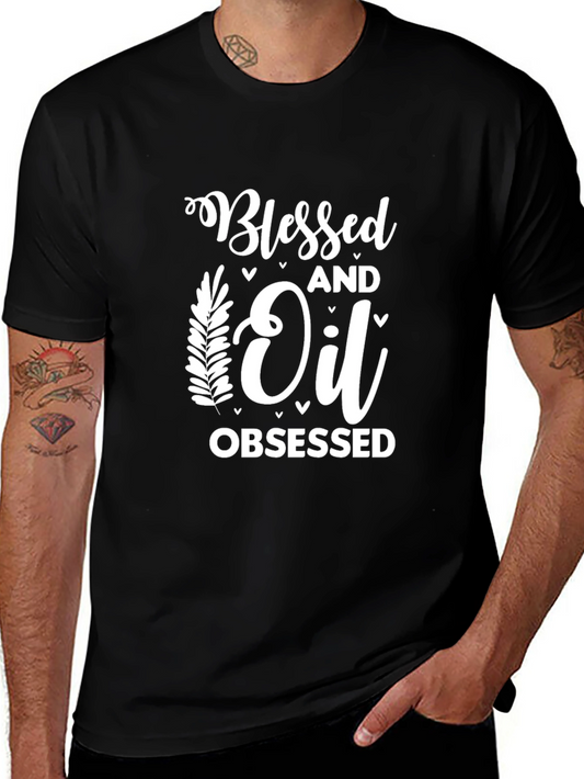 Blessed and Oil Obsessed Black Graphic Tee
