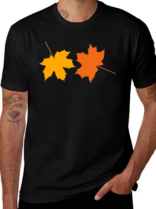 Autumn Maple Leaf Graphic Tee - Black