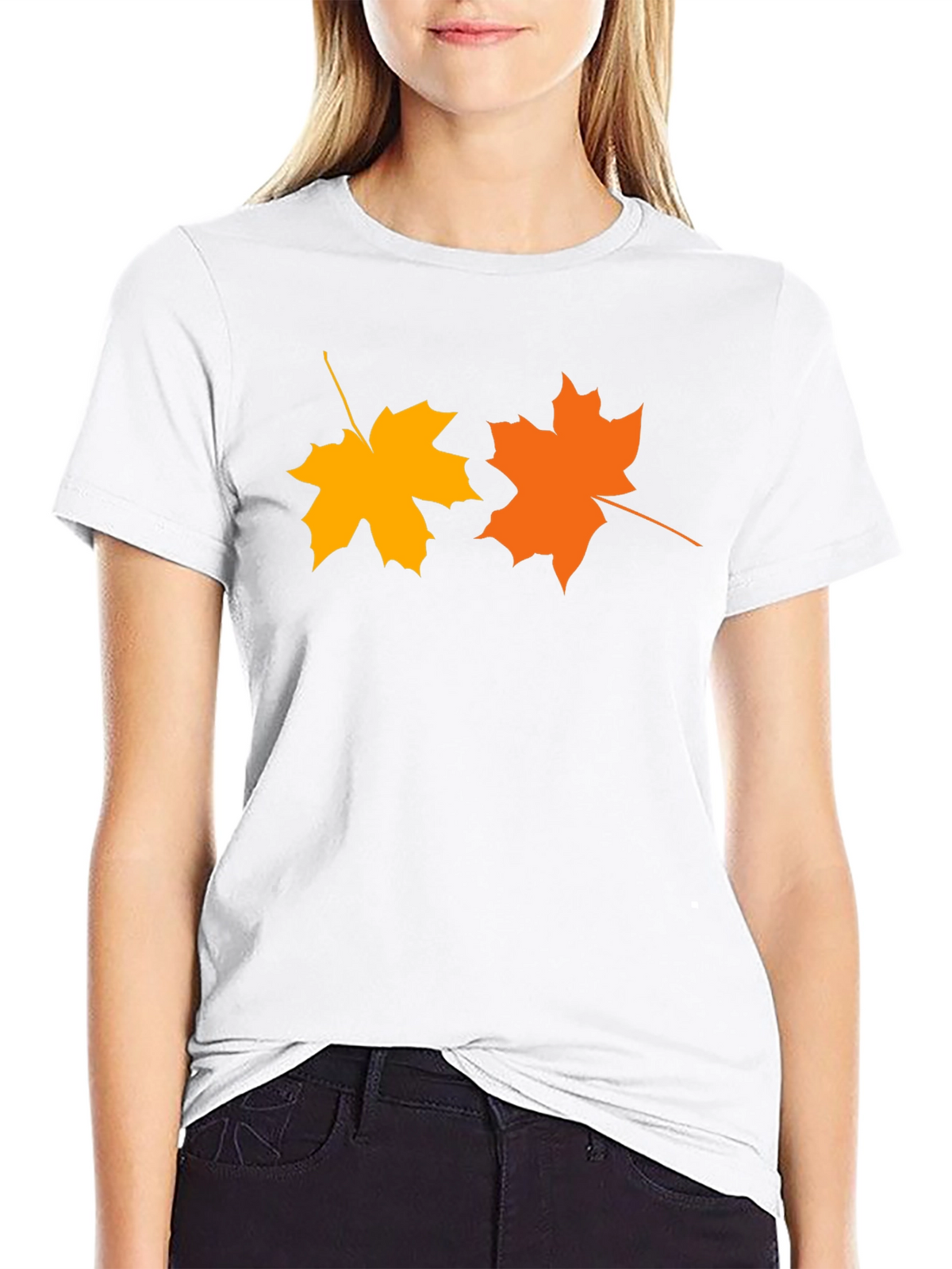 Autumn Maple Leaf Graphic Tee - Black