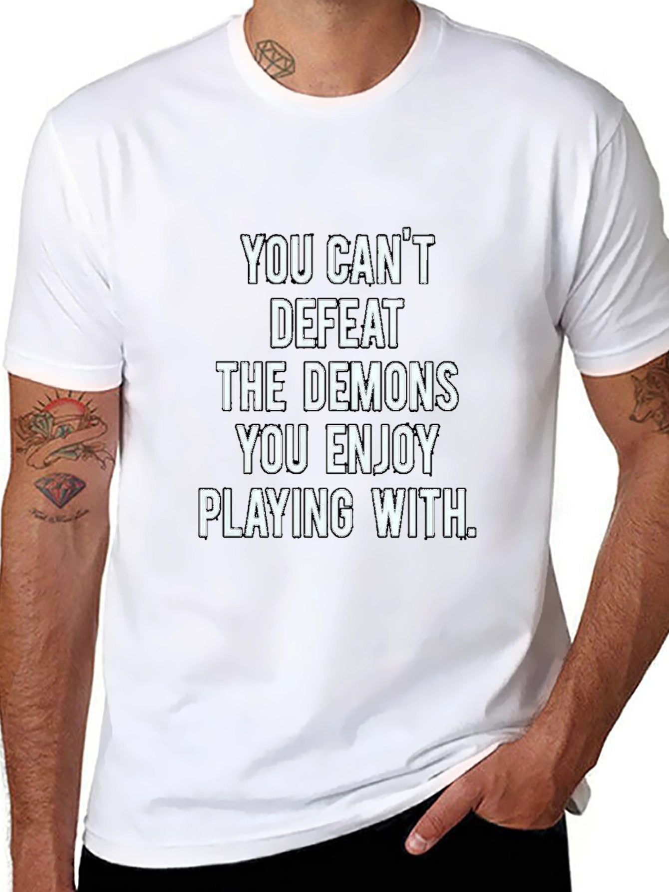 Demons Quote Graphic T-Shirt - Black