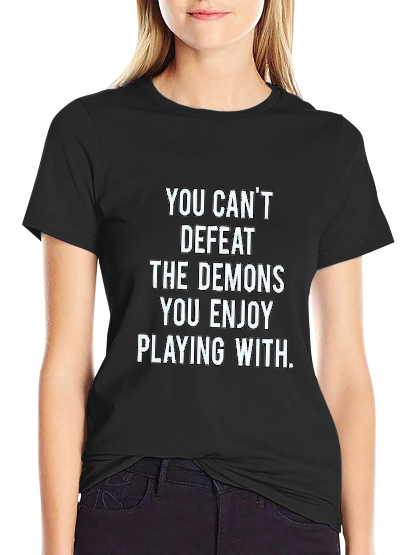 Demons Quote Graphic T-Shirt - Black