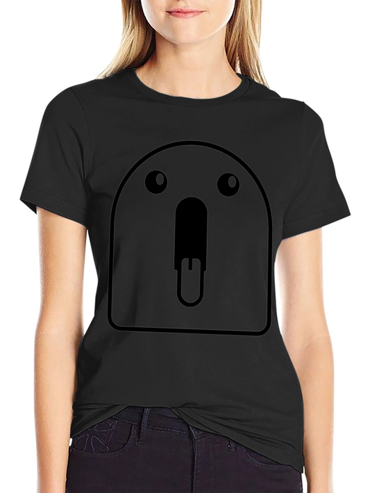 Funny Black T-Shirt with Cartoon Face Graphic