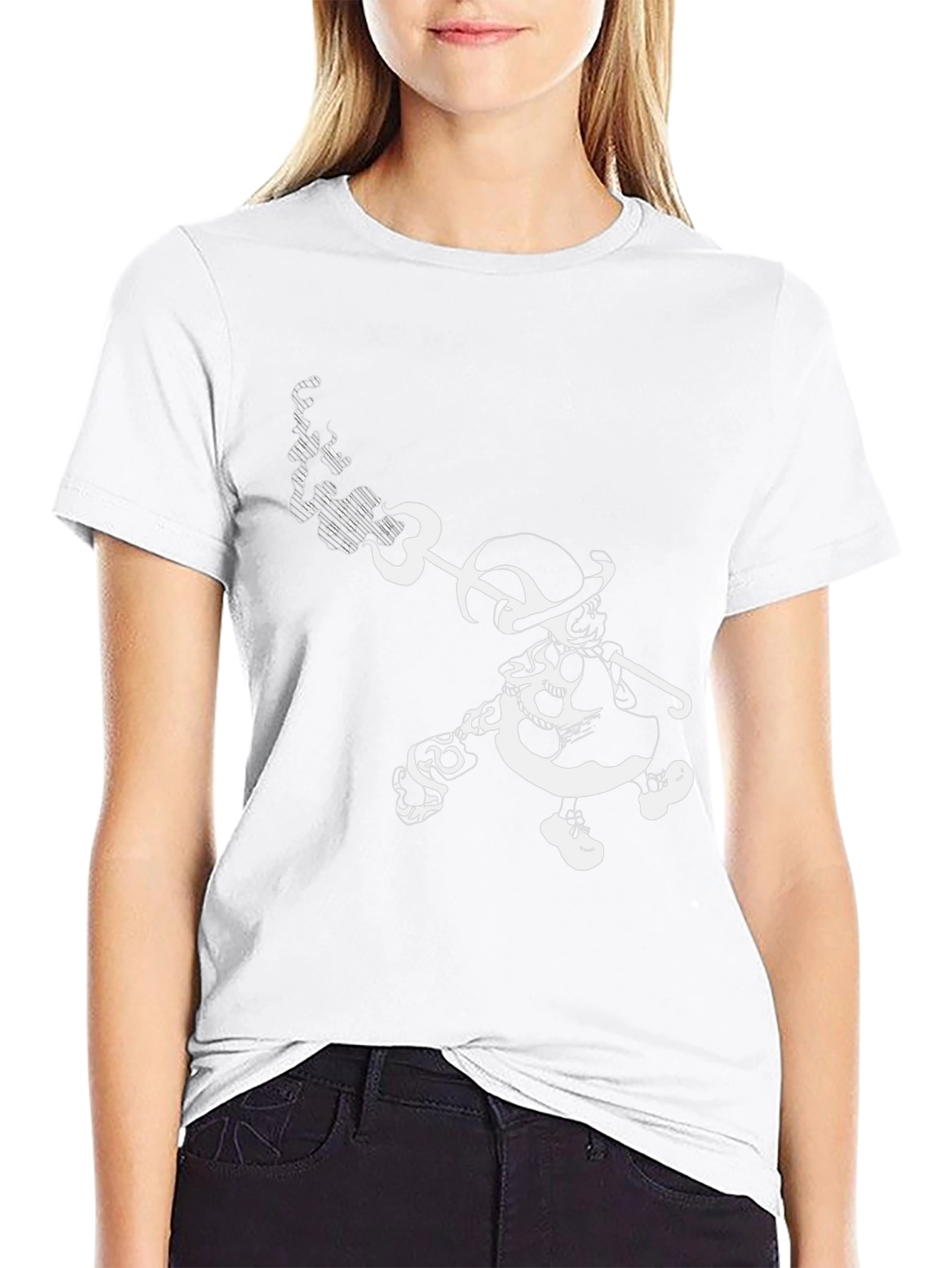Grim Black Tee with Character Graphic