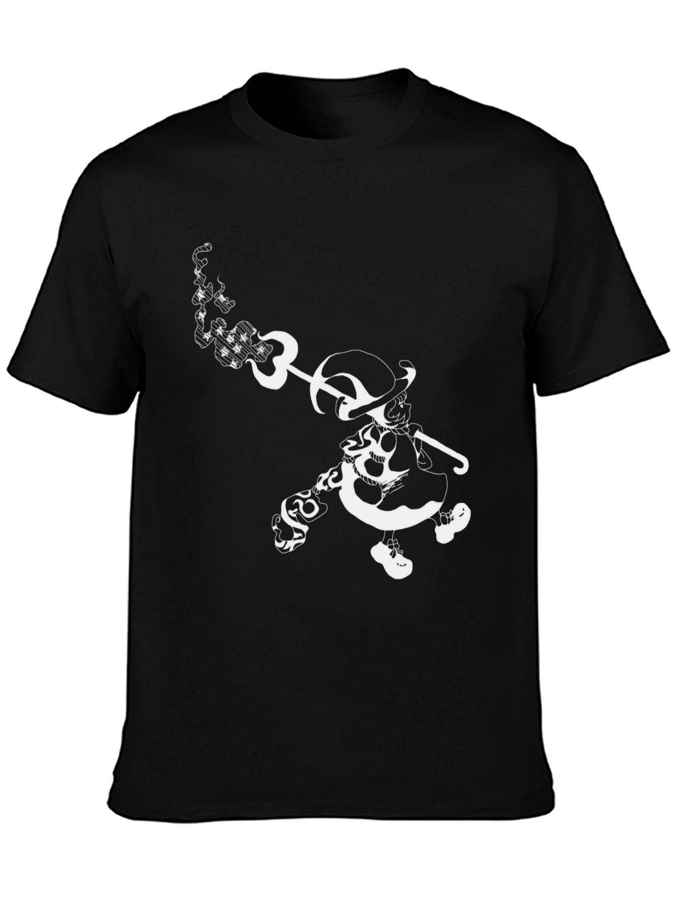 Grim Black Tee with Character Graphic