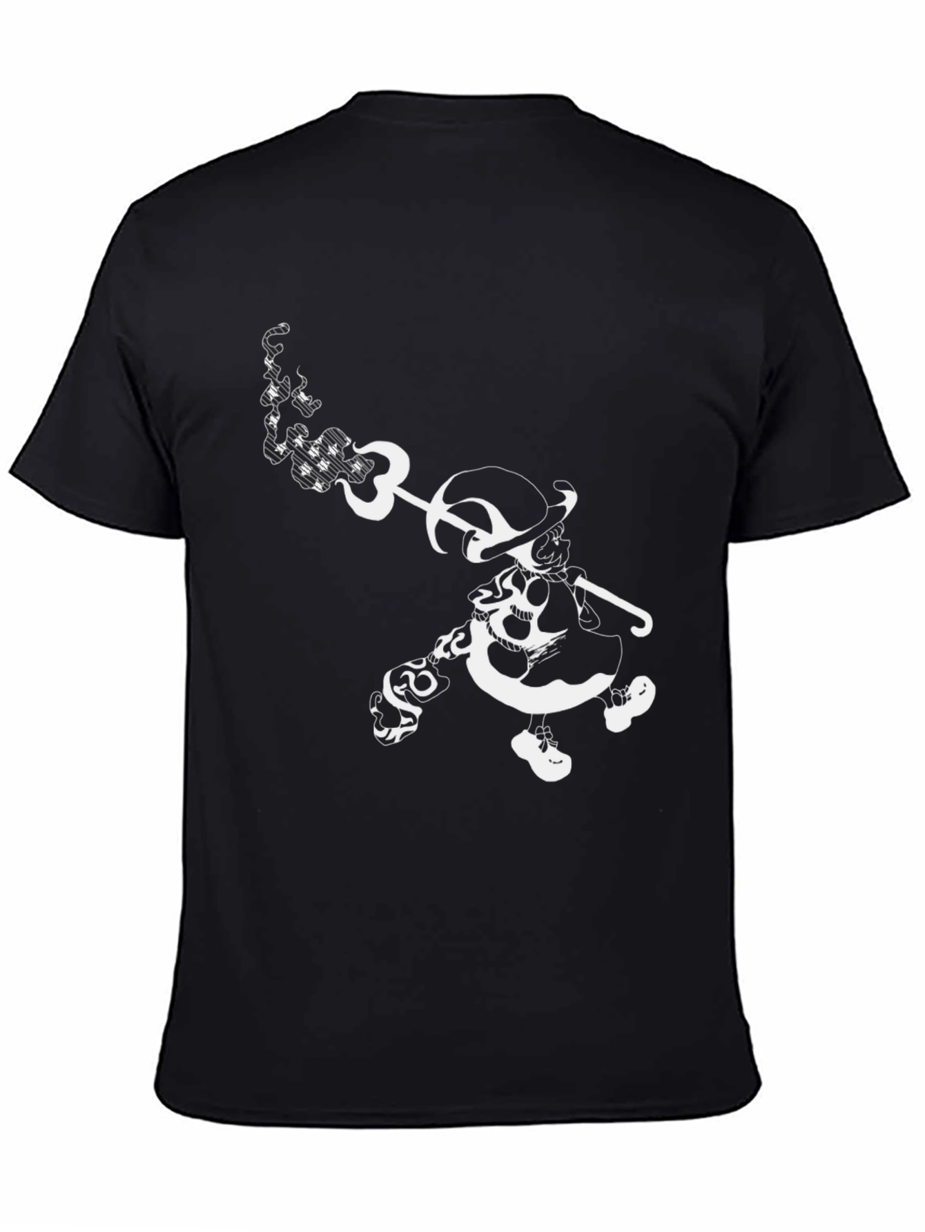 Grim Black Tee with Character Graphic