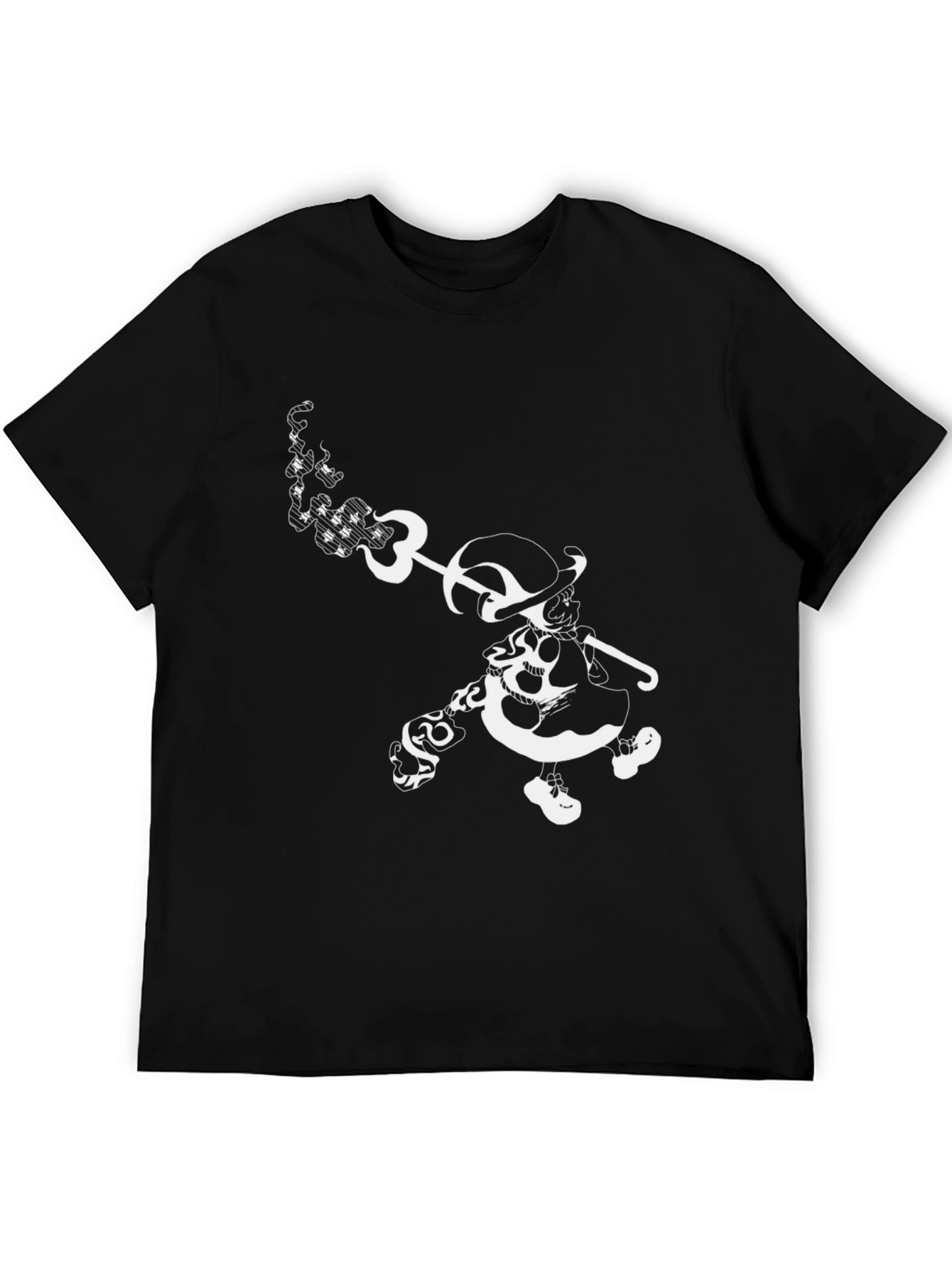 Grim Black Tee with Character Graphic