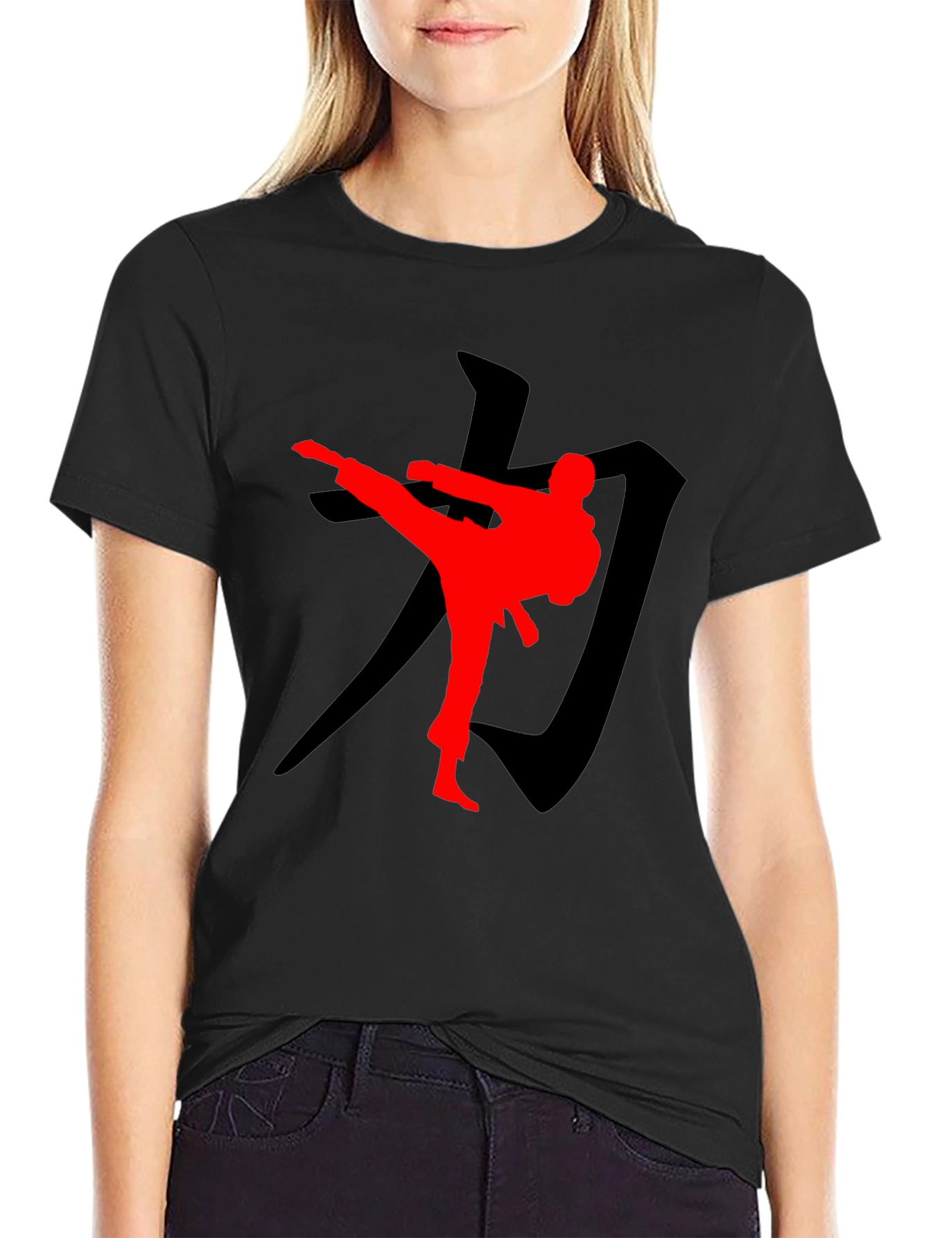 Martial Arts Silhouette Graphic Tee - Black