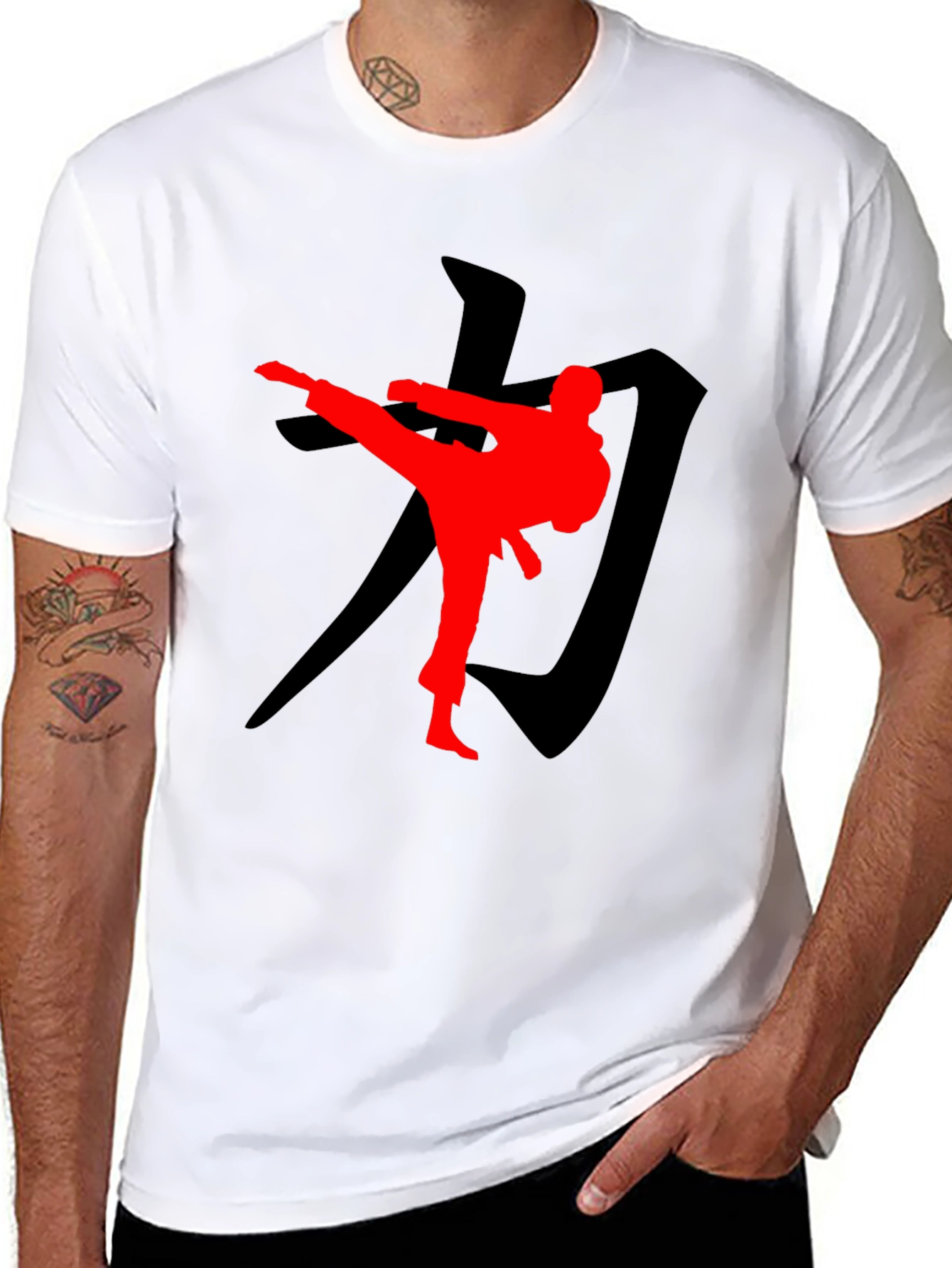 Martial Arts Silhouette Graphic Tee - Black