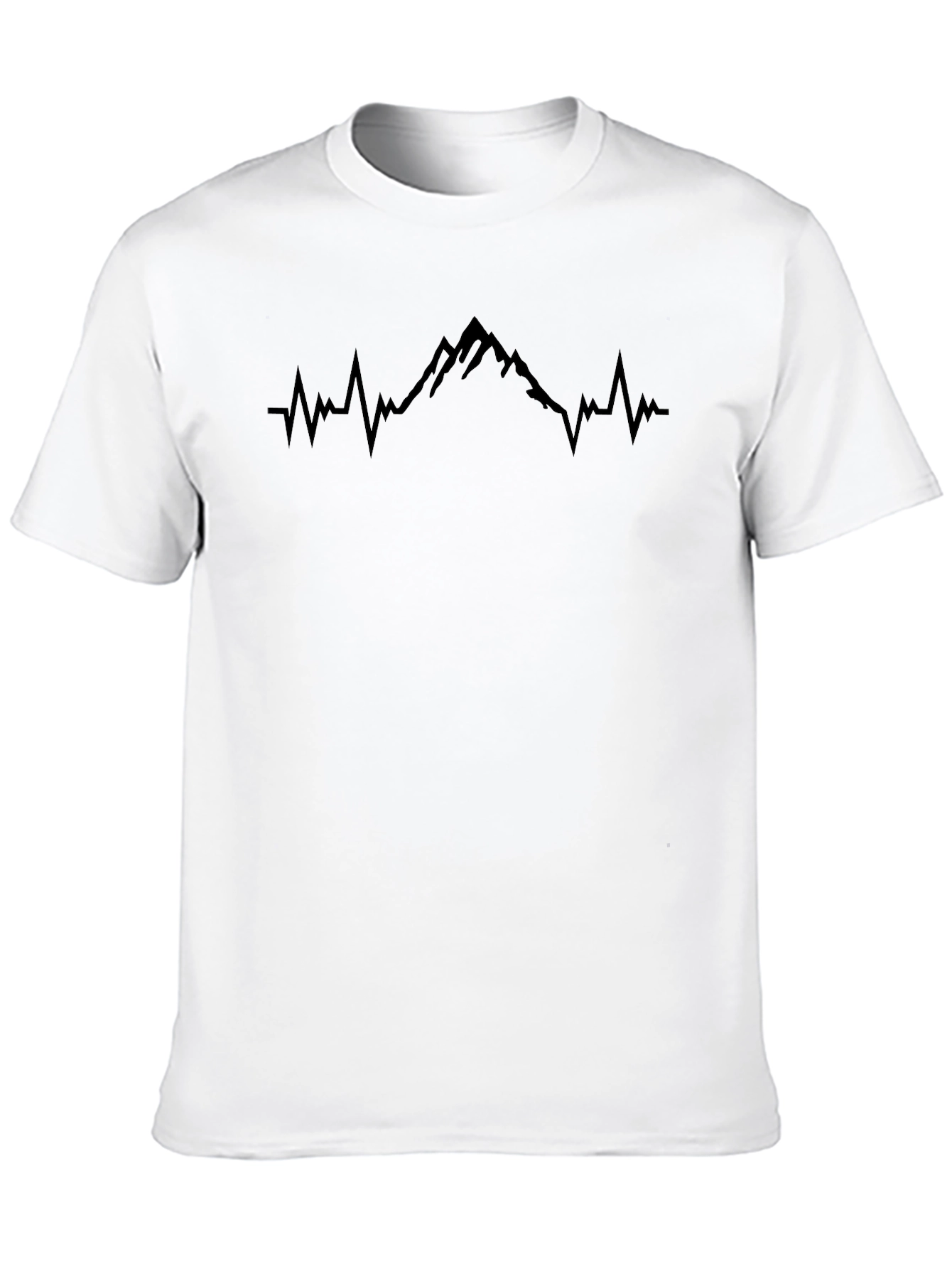 Mens Black T-shirt with Mountain Heartbeat Design