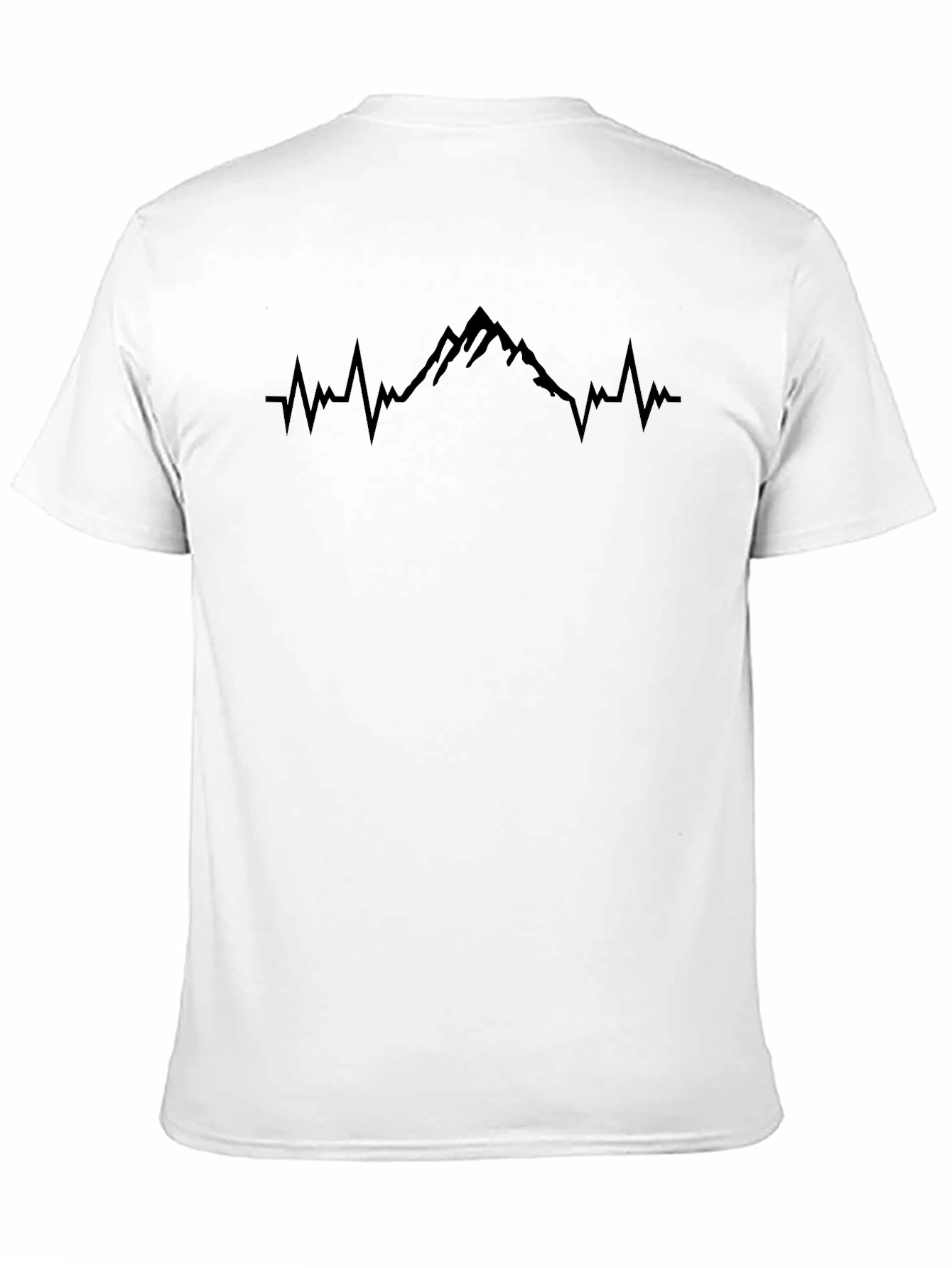 Mens Black T-shirt with Mountain Heartbeat Design