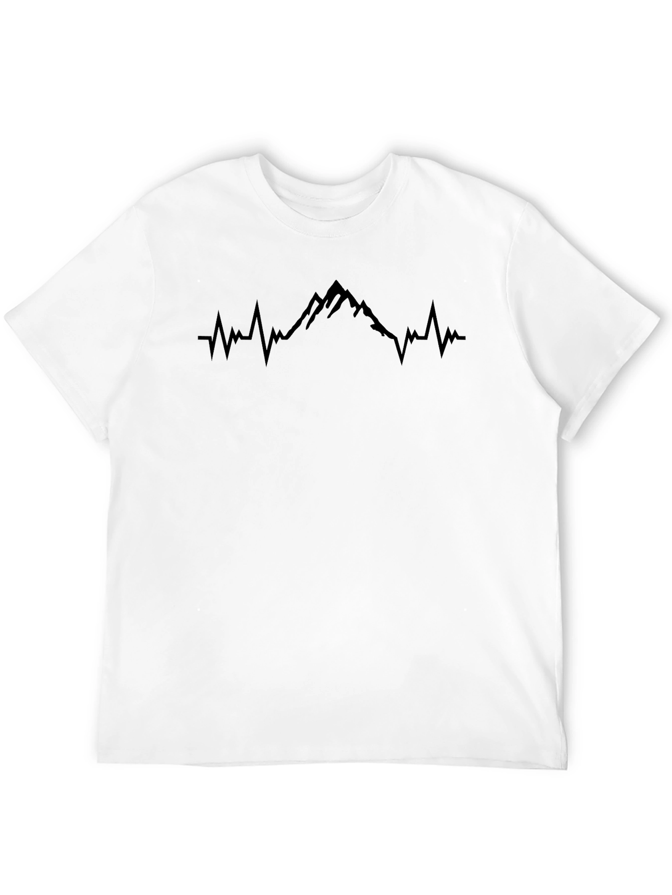 Mens Black T-shirt with Mountain Heartbeat Design