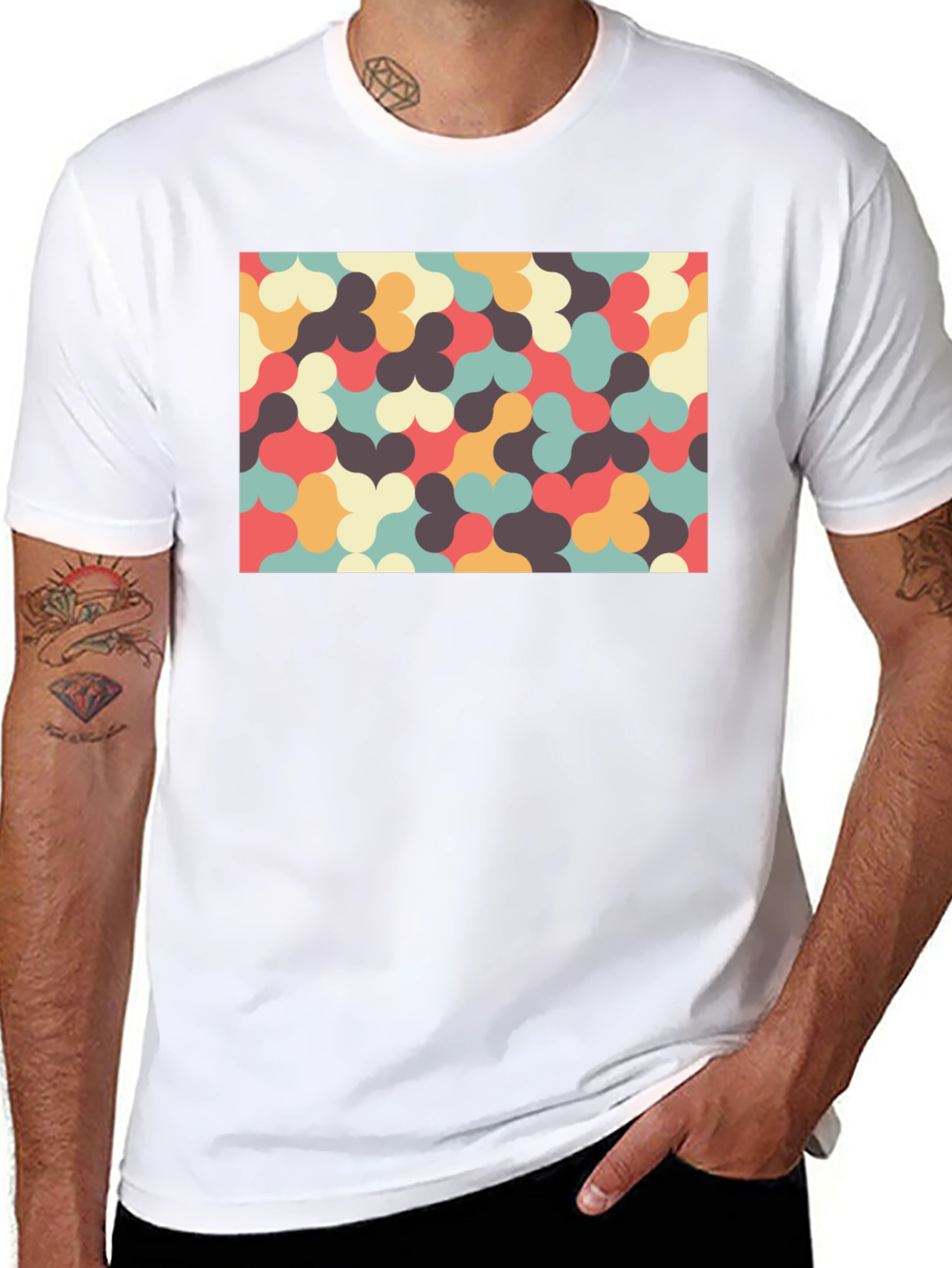 Retro Pattern T-Shirt - Unique Geometric Design