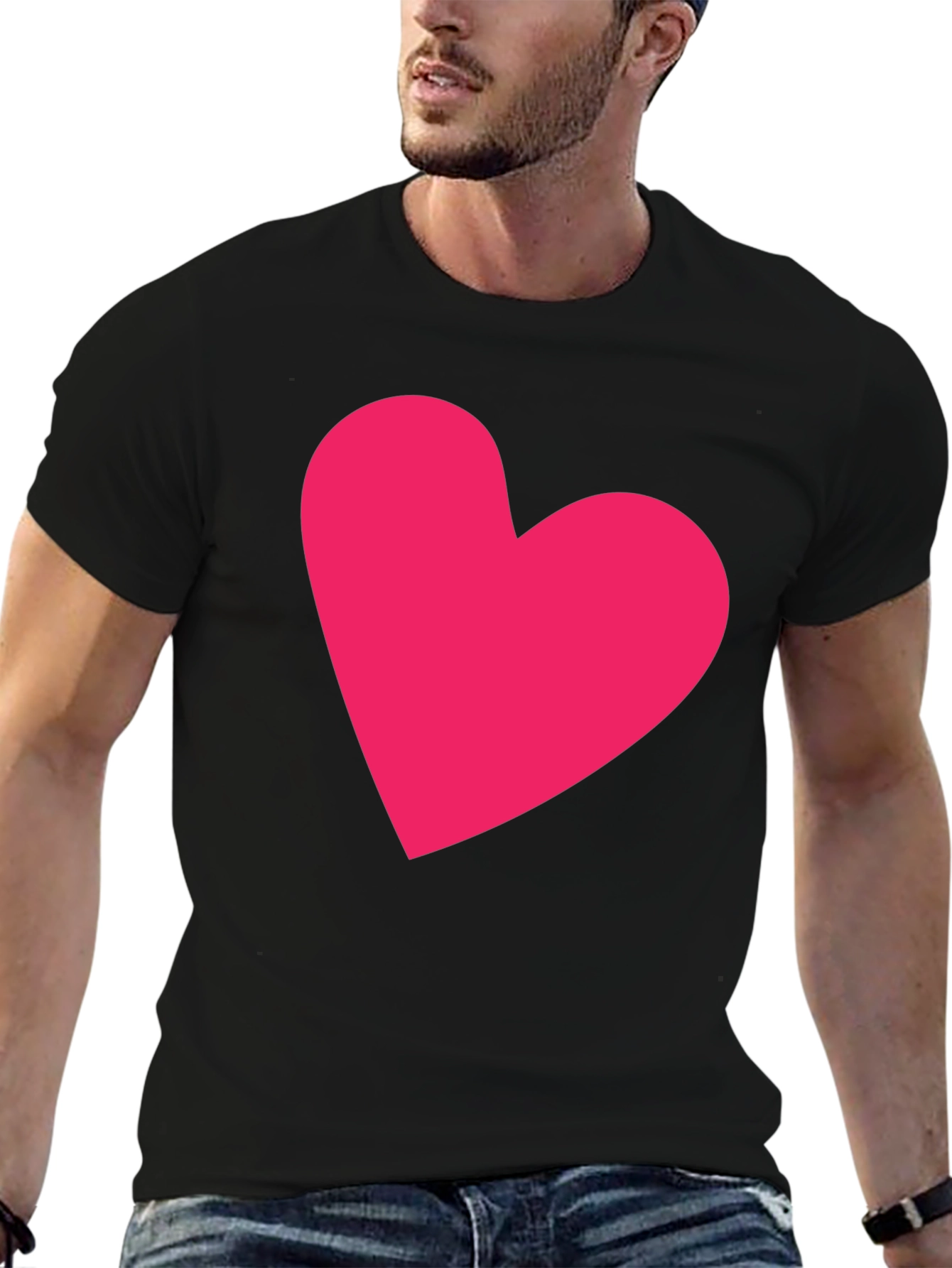 Heart Graphic Tee - Casual Black Cotton T-Shirt